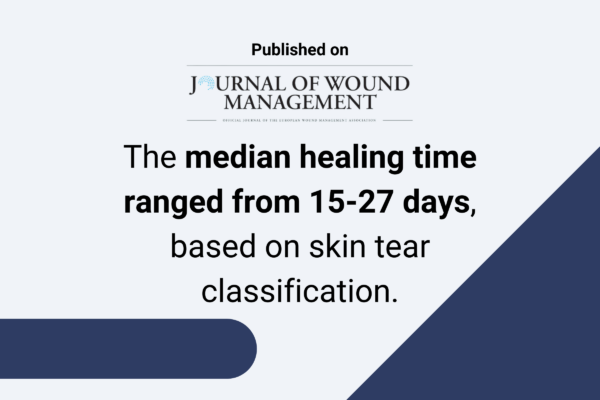 The median healing time ranged from 15-27 days, based on skin tear classification